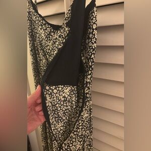 Uniqlo Rayon Floral Print Black and Tan Dress